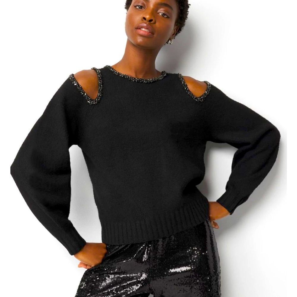 White House Black Market Embellished Cutout Sweater SOLD OUT Sz M NWOT